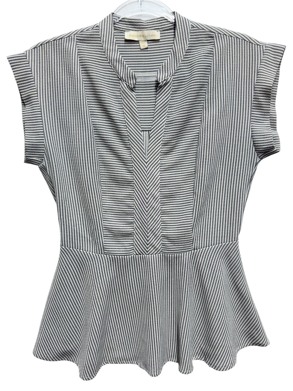 Y2K Babydoll Pinstripe Striped Peplum Blouse Top